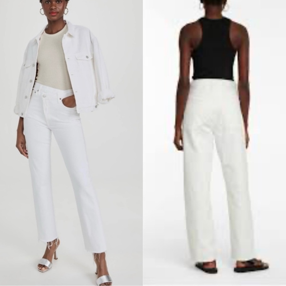Agolde Criss Cross High Rise Straight White Jeans NWT 23 | Minimal